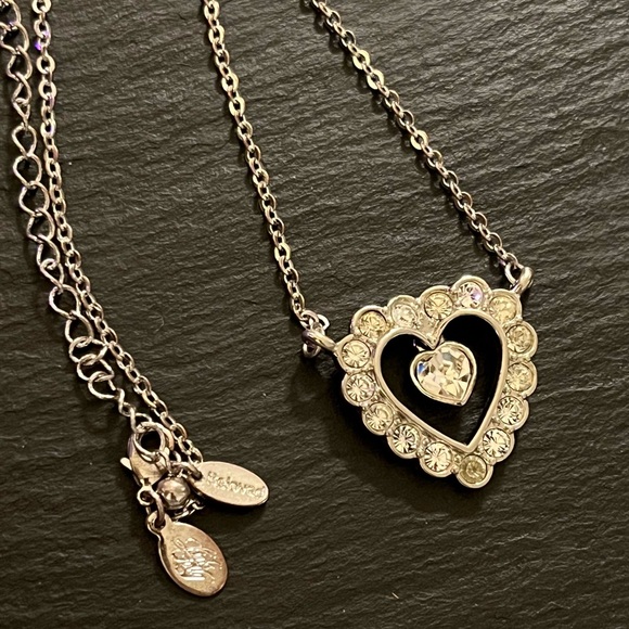 Vintage Kirks Folly Beloved Heart Pendant Silver Tone Necklace - Picture 13 of 13